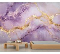 HYGIUID - Mural de mármol morado y dorado, papel tapiz abstracto de mármol, moderno y lujoso, papel tapiz panorámico extra grande, papel de pared personalizado para hotel, restaurante, vestíbulo (no