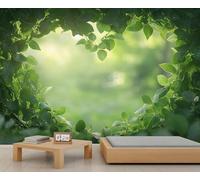 HYGIUID - Mural de plantas con diseño de corazón, hojas verdes naturales, papel tapiz gigante 3D, escala comercial, cafetería, salón, galería (no autoadhesivo)