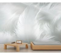 HYGIUID - Mural de plumas blancas, papel tapiz minimalista de naturaleza muerta, póster de pared de gran tamaño, estilo póster para sala de juegos, cafetería, decoración de fondo (no autoadhesivo)