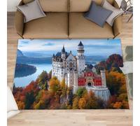 HYGIUID Neuschwanstein Castle Rugs - Alfombra antideslizante para sala de estar, 120 x 170 cm, diseño de castillo alemán, para dormitorio, oficina, cocina, habitación de niños y niñas