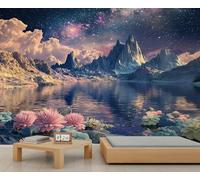 HYGIUID - Papel pintado con diseño de lagos y cielos estrellados, vista nocturna de ensueño, papel tapiz gigante 3D, escala comercial, cafetería, salón galería (no autoadhesivo)