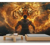 HYGIUID - Papel pintado con diseño de tigre y músculos humanos, diseño de llama, decoración artística para habitación de bebé, dormitorio, papel pintado panorámico (no autoadhesivo)