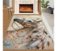 HYGIUID Tapete para puerta de casa de estilo tribal, 60 x 90 cm, diseño de caballo de guerra occidental, lavable para pasillo, pasillo, dormitorio, mesita de noche