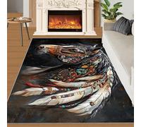 HYGIUID Tapete para puerta de casa de estilo tribal, 60 x 90 cm, diseño de caballo de guerra occidental, lavable para pasillo, pasillo, dormitorio, mesita de noche