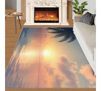 HYGIUID Tapete para puerta de playa, 60 x 90 cm, diseño de amanecer, playa, cocina, puesta de sol, tropical, costero, interior, baño, exterior, lavable, para pasillo, dormitorio, mesita de noche