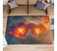 HYGIUID Universe Heart - Camino de cocina con forma de corazón, 80 x 150 cm, diseño de galaxia romántica, antideslizante, antifatiga, para pasillo, entrada y pasillo