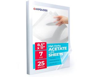 Hygloss Products Hojas de acetato de película transparente para proyectores superiores, proyectos de arte y manualidades, 25 hojas, número de modelo: 75925