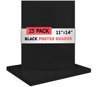 Hygloss Tablero de póster mediano de 11 x 14 a 25 unidades, paquete a granel, 10 puntos de grosor, papel negro para proyectos, presentaciones, exhibiciones, carteles, manualidades, paquete múltiple de