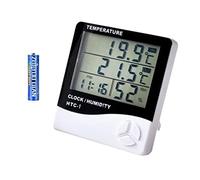 Hygrometer Indoor Thermometer, Desktop Digital Thermometer with Clock Temperature and Humidity Monitor for Home Greenhouse