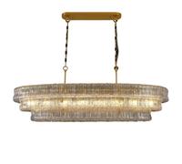 HYHDDM Gold Dining Room Chandeliers, Modern Luxury 4-Tiered Round Clear Glass Chandelier, Large Brass Chandeliers for Hallway(Black-Round-24in)