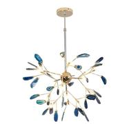 HYHDDM Lámpara colgante LED de luciérnaga moderna de ágata, lámpara colgante de techo, lámpara colgante de ágata dorada y azul, 20 luces(Blue,20 light)