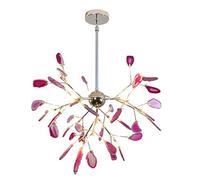 HYHDDM Lámpara colgante LED de luciérnaga moderna de ágata, lámpara colgante de techo, lámpara colgante de ágata dorada y azul, 20 luces(Pink,16 light)