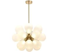 HYHDDM Lámpara de araña de cristal azul con burbujas, 18 luces, colgante dorado, estilo moderno de mediados de siglo, montaje semiempotrado for comedor y dormitorio.(White)