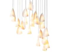 HYHDDM Lámpara de araña minimalista moderna pequeña de acero inoxidable con anillo LED for villa, lámpara colgante de suelo dúplex largo.(Warm White,26 heads)