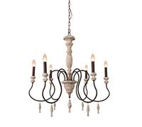 HYHDDM Lámpara de techo rústica de madera con 6 luces - Lámpara de techo estilo vela blanca envejecida for comedor, vestíbulo o pasillo(#5)