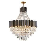 HYHDDM Luxury 5-Tier Crystal Chandelier Modern Raindrop Pendant Light 11-Light Golden Dining Room Fixture K9 Crystal Ceiling Lamp(Black)
