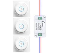 HYHIOTS - Interruptor inalámbrico inalámbrico sin batería, RF433 kit interruptor conectado a rebote mando a distancia transceptor 240 V 10 A (3 interruptores 1 receptor)