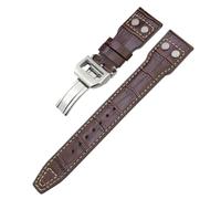 HYHJYMG 20 mm 21 mm 22 mm Fit para IWC Big Pilot IW377714 Spitfire Top Gun Brown Cowhide Strap Genuine Leather Rivet Band