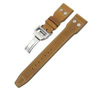 HYHJYMG 20 mm 21 mm 22 mm Fit para IWC Big Pilot IW377714 Spitfire Top Gun Brown Cowhide Strap Genuine Leather Rivet Band
