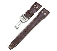 HYHJYMG 20 mm 21 mm 22 mm Fit para IWC Big Pilot IW377714 Spitfire Top Gun Brown Cowhide Strap Genuine Leather Rivet Band