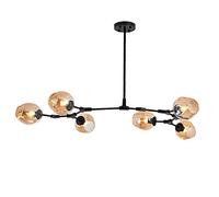 HYHJYMG 6 Artículo de Hierro Industrial Araña de Mediados de Siglo Iluminación Colgante de Techo Ajustable para la Cocina de la Barra del Pasillo, Gris de Humo, 8 lámparas (Azul, 6 Luces)