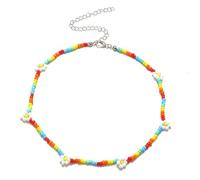 HYHJYMG 925 Collar de Margarita de Plata esterlina para Mujeres y niñas, Verano Boho Corea Lovely Daisy Flores Declaración de Encanto de Cuello de Cuello Corto Collar de Collar de Cuello, Collar de