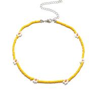 HYHJYMG 925 Collar de Margarita de Plata esterlina para Mujeres y niñas, Verano Boho Corea Lovely Daisy Flores Declaración de Encanto de Cuello de Cuello Corto Collar de Collar de Cuello, Collar de