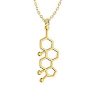 HYHJYMG 925 Collar de serotonina de Plata esterlina para Mujeres y Hombres, serotonina 3D Adrenalina cafeína dopamina molécula científica biología encimera química Colgante química