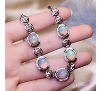 HYHJYMG Accesorios Que Vienen Pulsera de ópalo Natural y Real joyería 925 Pulsera de ópalo Natural y Real