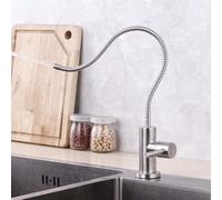 HYHJYMG Grifo de Cocina Plegable Negro Flexible con Filtro de Agua de Alto Arco de Agua de Agua Pura para Fregadero de la Cocina