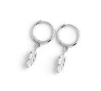 HYHJYMG Huggie Pendientes de aro de Huggie Small Sleeper para mujeres Niñas Plata Sterling Zirconia cúbica con encantos Lindo Cartílago de Cartílago de Helix Joyas múltiples (pluma de plata)
