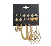 HYHJYMG Joyas para Mujeres Pendientes de Plata, Marca Europea Big Circle Set Women Hoop Pendientes de aro de Women Trendy Brincos Combinación Gold Silver Color Aley Party Regalos para Novia, Esposa,