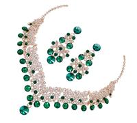 HYHJYMG Juego de Joyas de Boda exquisitas de 1set para Mujeres Collar de Diamantes de imitación y aretes Retro presentes para Aniversario de Compromiso y Ocasiones Especiales