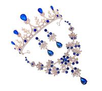 HYHJYMG Juego de Joyas de la Novia de 1set con aretes de Collar de Corona de Diamantes de imitación para Bodas Fiestas y Ocasiones Especiales Elegantes Mujeres
