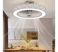HYHJYMG Luz de Ventilador de 22 Pulgadas 7 Cuchillas Cambios de Color LED de lámparas de 3 velocidades 3 velocidades de iluminación de Techo de Hierro y acrílico lámpara de Techo Simple con Control