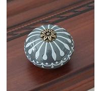HYHJYMG Perilla de cerámica/perillas de tocador, perillas de gabinete Azul Blanco/manija de Puerta de Cocina única, herrajes para Muebles, Gris Claro