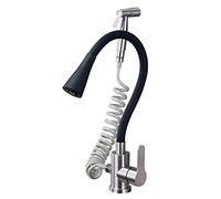 HYHJYMG Toques de Cocina de Cabeza de Ducha con Spray, Acero Inoxidable, Agua Caliente y fría, Giro, Orificio Individual, Pistola de pulverización, Grifo de Cuenca, Gris (Color: Blanco) Cabezal de