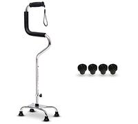 HYHMJ-Bastón De 4 Patas - Bastón Ajustable con 4 Patas Basar para Estabilidad Extra Mango Suave De TPR Correa De Muñeca De Integración Antideslizante Ayuda De Estabilidad,Silver a