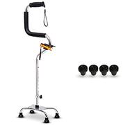 HYHMJ-Bastón De 4 Patas - Bastón Ajustable con 4 Patas Basar para Estabilidad Extra Mango Suave De TPR Correa De Muñeca De Integración Antideslizante Ayuda De Estabilidad,Silver b