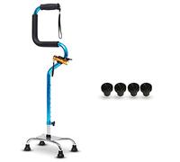 HYHMJ-Bastón De 4 Patas - Bastón Ajustable Con 4 Patas Basar Para Estabilidad Extra Mango Suave De TPR Correa De Muñeca De Integración Antideslizante Ayuda De Estabilidad,Blue b