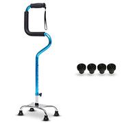 HYHMJ-Bastón De 4 Patas - Bastón Ajustable Con 4 Patas Basar Para Estabilidad Extra Mango Suave De TPR Correa De Muñeca De Integración Antideslizante Ayuda De Estabilidad,Azul