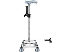 HYHMJ-Bastón De 4 Patas - Con Basar Amplio Para Estabilidad Extra Tener 10 Ajustable Alturas Bastón Auto De Pie, Para Hombres Mujeres Y Ancianas,Silver a