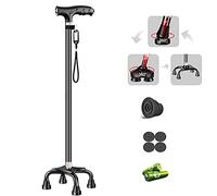 HYHMJ-Bastón Retráctil - Con Luces LED Cacha Terapia Magnética, Para Derecha O Mano Izquierda Usar Portátil Bastón De Caminando, 4 Puntas Pies Para Extra Estabilidad,Black b