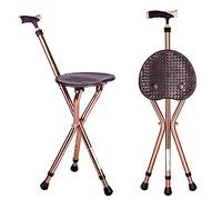 HYHMJ-Baston Silla Ultraligera Portátil Apoyo Bastón Con Asiento, Cacha Forma De T Antideslizante Estable A Pie Ayuda A La Movilidad Ajustable Altura Tres Patas Bastones De Senderismo,Marrón