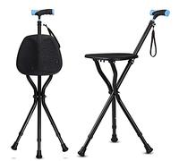 HYHMJ-Discapacidad Asistencia Médica Silla Baston Plegable 3 Patas Ajustable Altura Bastón Antideslizante Aleación De Aluminio Taburete Muleta,Negro