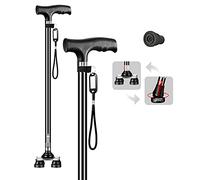 HYHMJBastón De 4 Patas Con Amplio Fundamentar - Ajustable Altura 4 Patas Fundamentar Muleta Equipado Correa De Muñeca Portátil Apoyo Unisexe Ayuda A La Estabilidad,Black2