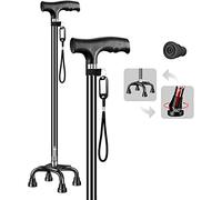 HYHMJBastón De 4 Patas Con Amplio Fundamentar - Ajustable Altura 4 Patas Fundamentar Muleta Equipado Correa De Muñeca Portátil Apoyo Unisexe Ayuda A La Estabilidad,Black3