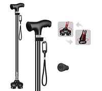 HYHMJBastón De 4 Patas con Amplio Fundamentar - Ajustable Altura 4 Patas Fundamentar Muleta Equipado Correa De Muñeca Portátil Apoyo Unisexe Ayuda A La Estabilidad,Black1
