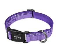 Hyhug Pets Collar de Perro básico Reflectante de Dos Colores Correa de Jacquard de Nailon, Hebilla fácil de Poner y Quitar. (Medio M, Ultra Violeta)