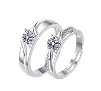 HYHWYD Juego de 2 anillos de pareja con corazón a juego para mujeres y hombres, amantes para siempre, anillo de boda sin fin, Resizable, Metal, Sin piedras preciosas